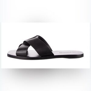 MERCEDES CASTILLO Black Leather Slides Womens 36.5/US6.5